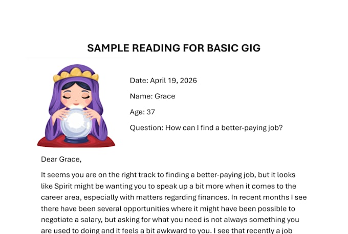 provide a written psychic reading